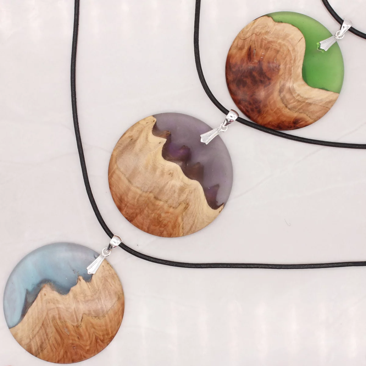 Wood and Resin landscape pendants