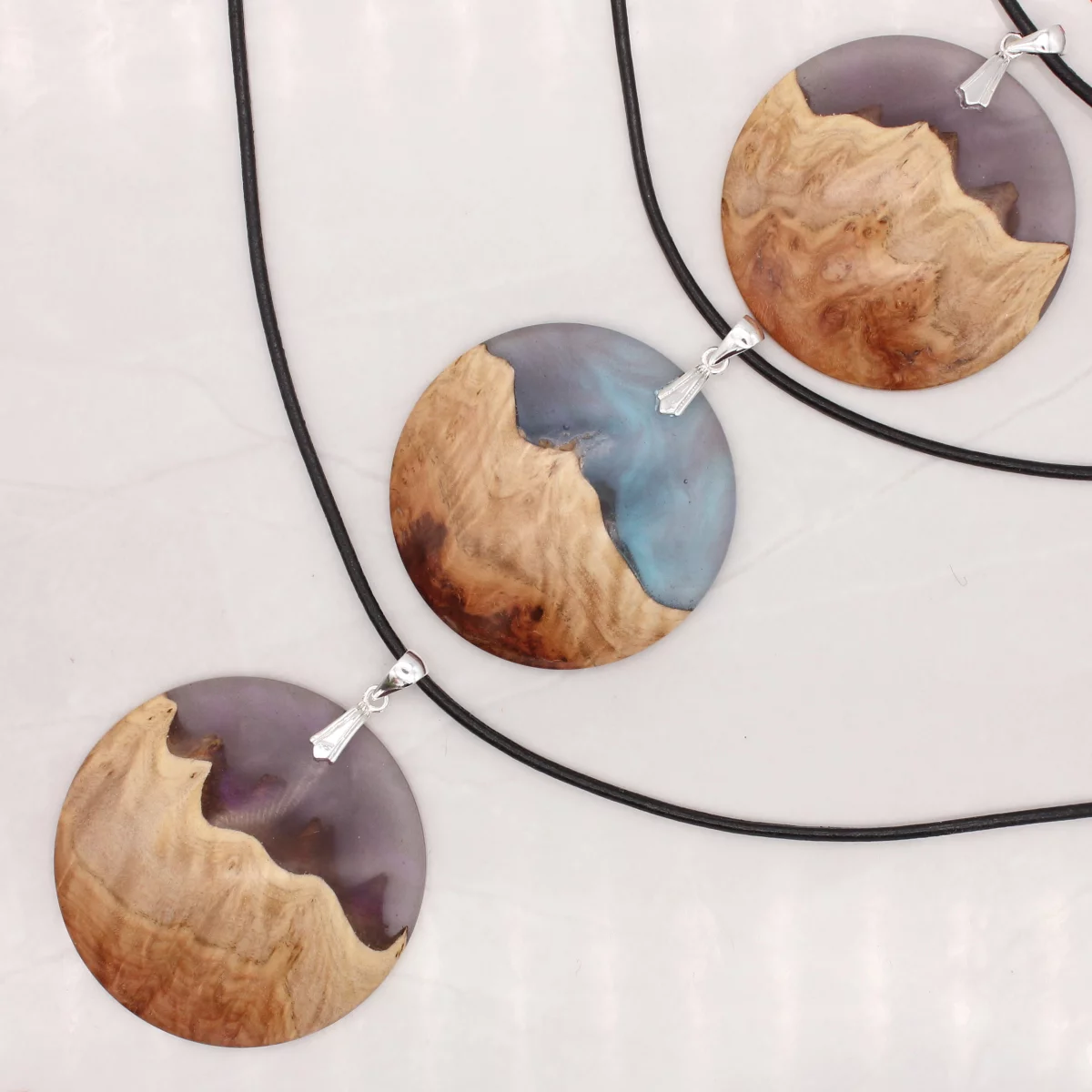 Wood and Resin landscape pendants - Image 2