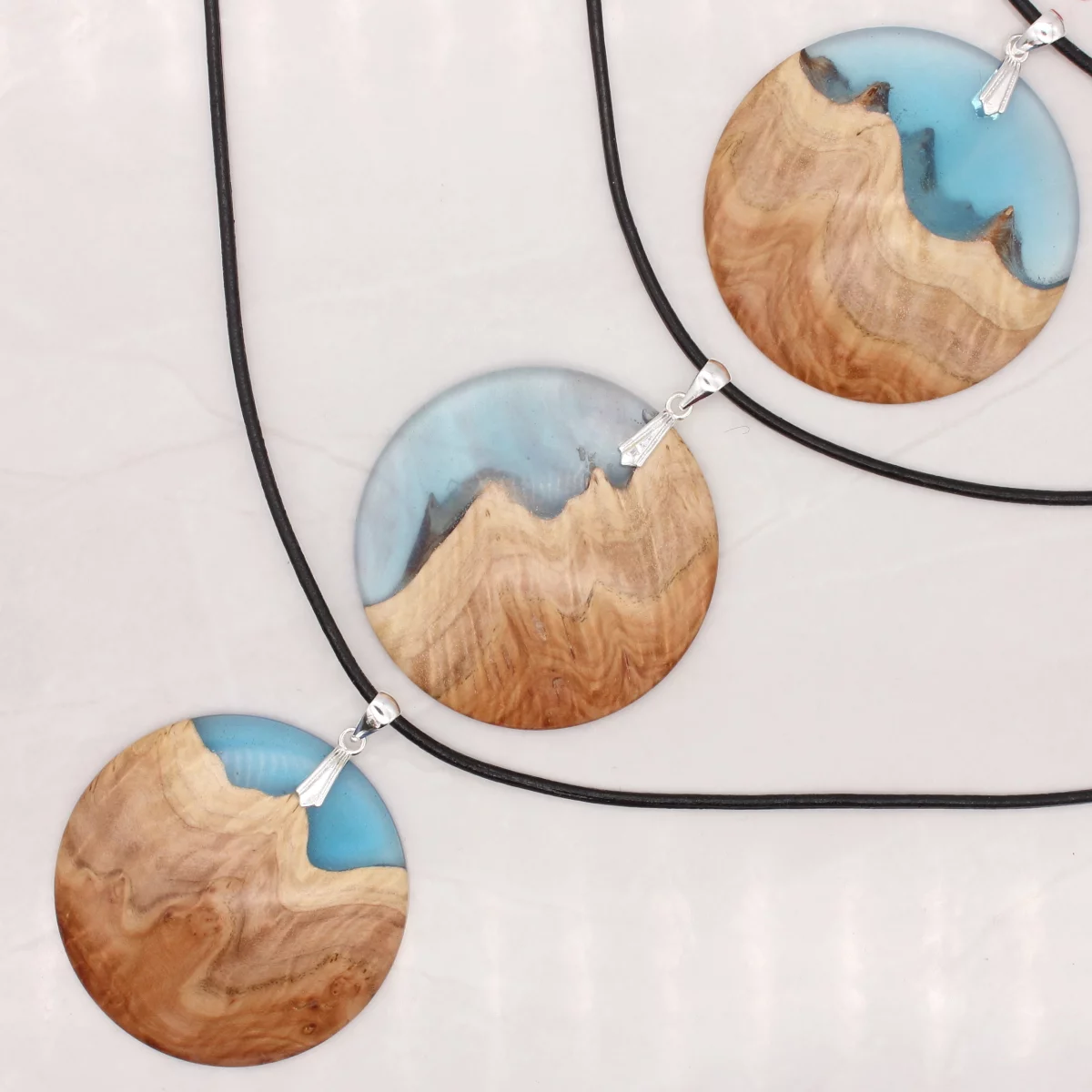 Wood and Resin landscape pendants - Image 4
